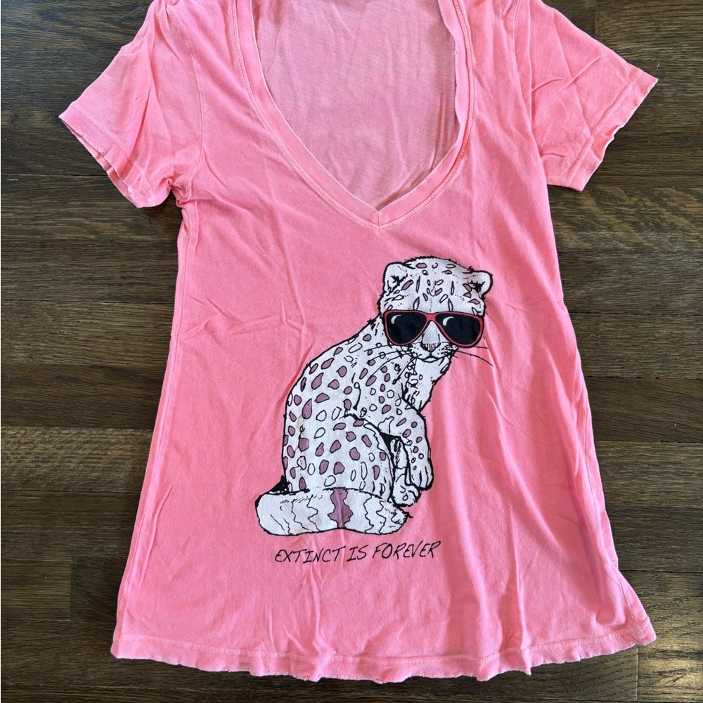 Wildfox neon coral tee S